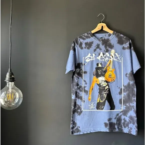 SLASH Guns N Roses 90s Graphic Blue Tie Dye Tee NEW Size Medium Large - Picture 2 of 6